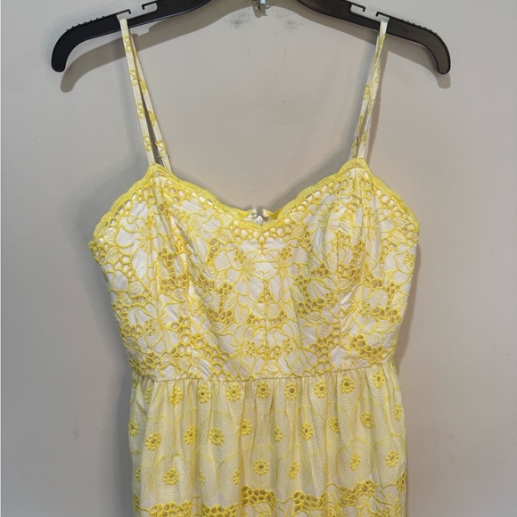 Lilly Pulitzer Kyla Maxi Dress SZ 2 St.Tropez Yellow Garden Floral Eyelet - Picture 5 of 15